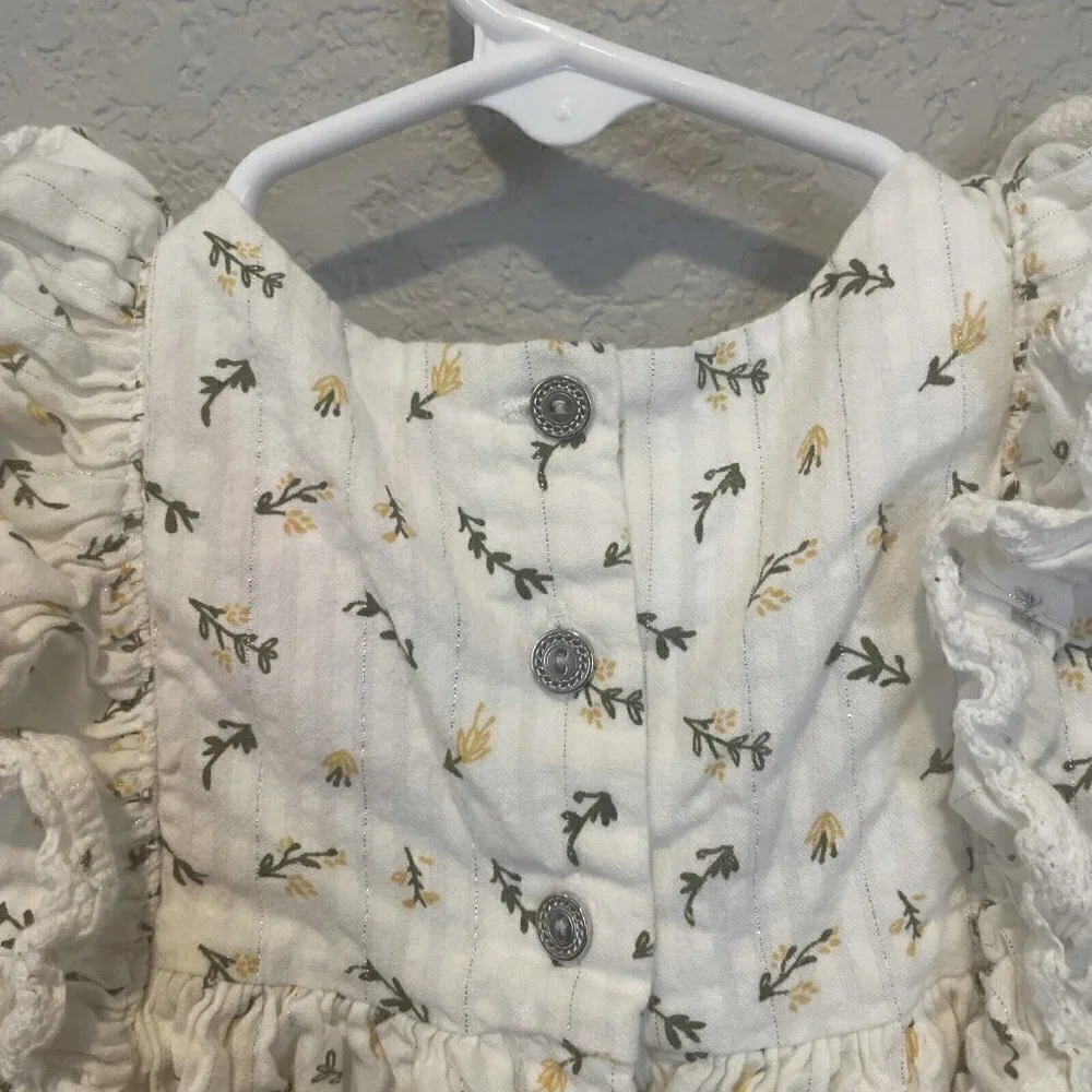 Isaac Mizrahi dress toddler girl 12m Smocked Yellow Flowers Floral Summer
